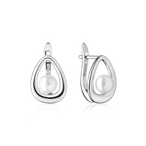 Cercei argint cu perle naturale albe si tortite DiAmanti SK20467EL_W-G (Argint 925‰ 3,4 g.)